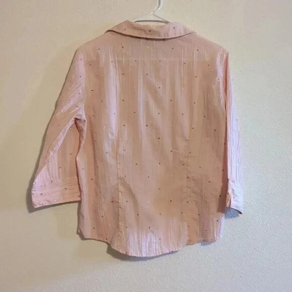 Lemon Grass Studio pink flowy button down blouse size Medium - Picture 3 of 4
